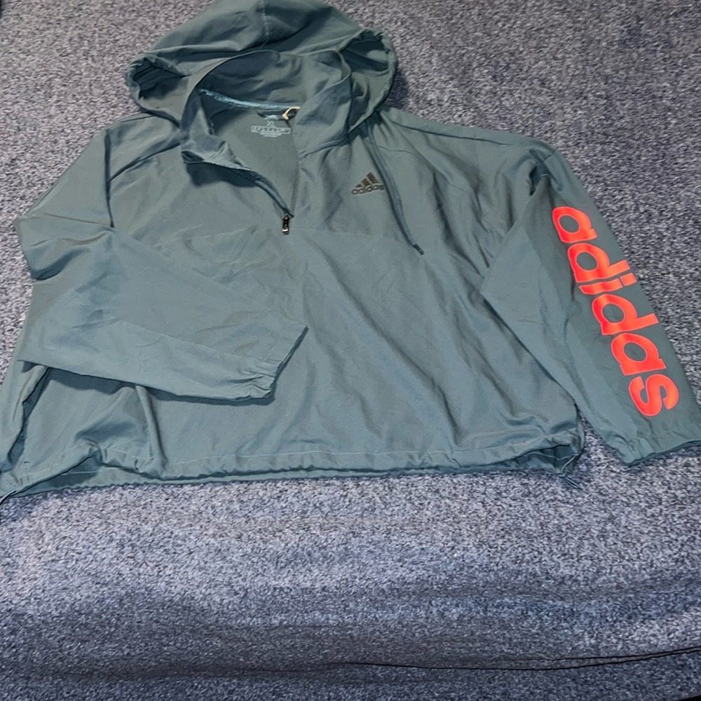 adidas Teal Jacket with Pink Logo